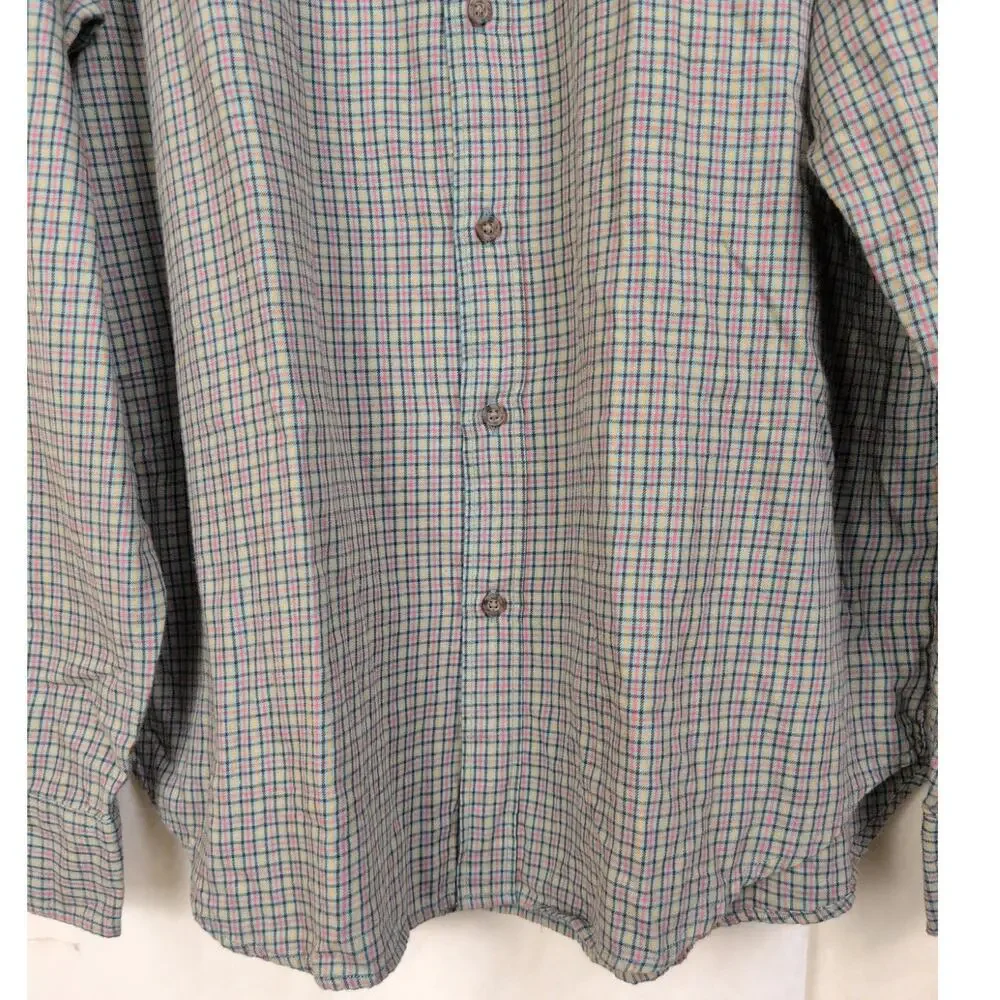 New J.Crew Brushed Twill green plaid button up shirt Size XL Preppy Classic